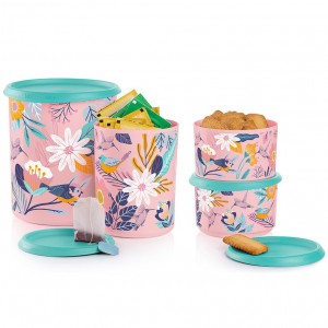 Tupperware Blushing Meadow One Touch Canister Set Candy Floss | 69421CYON