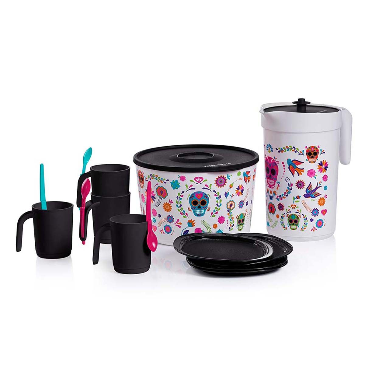 Tupperware Dia De Los Muertos Serving Set Black / Blue / Pink | 03289VNBA