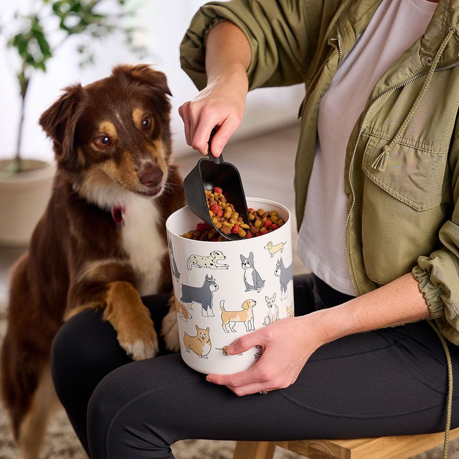 Tupperware Tupperpets One Touch Canister & Scoop Set/Pawsome Pups Black / White | 98341WLCQ