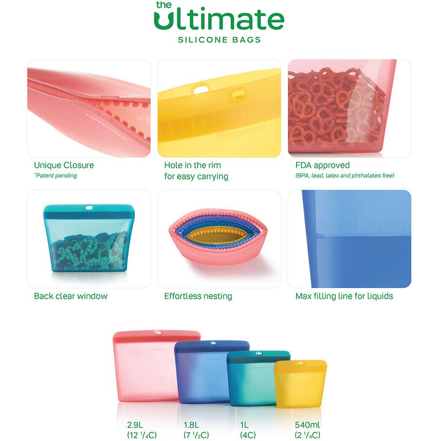 Tupperware Ultimate Silicone Stand-up Bag Small Green | 46025EKLQ