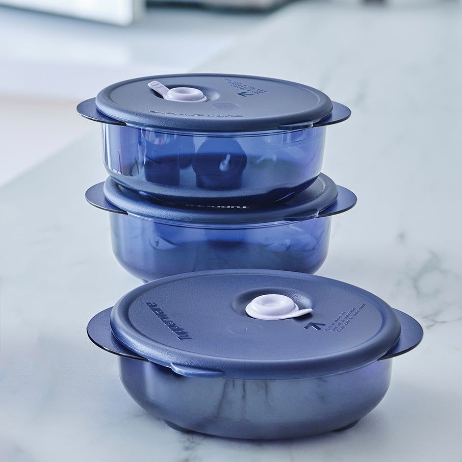 Tupperware Vent 'N Serve 3-pc. Small Round Set Nocturnal Sea | 24980DMKI